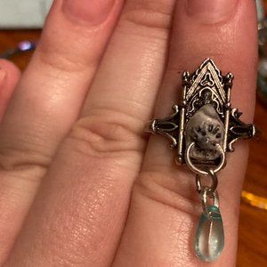 Cathedral Window Boob Ring with Light Green/Blue Tear - Size 7